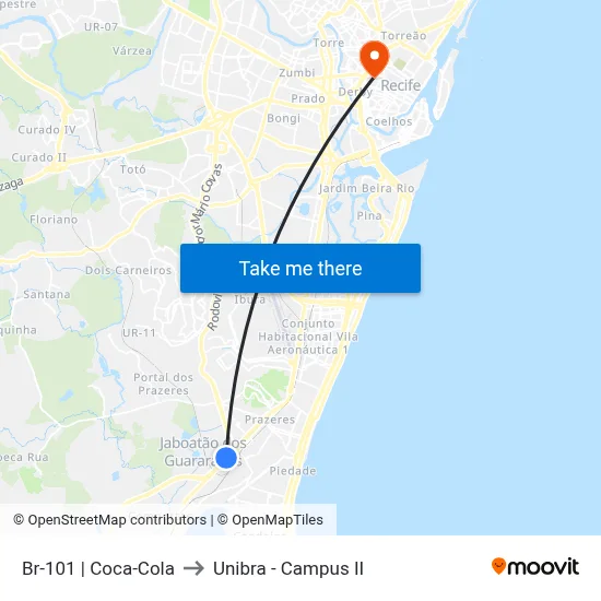 Br-101 | Coca-Cola to Unibra - Campus II map