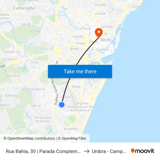 Rua Bahia, 30 | Parada Complementar to Unibra - Campus II map