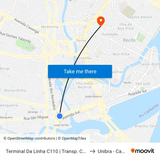 Terminal Da Linha C110 | Transp. Complementar to Unibra - Campus II map