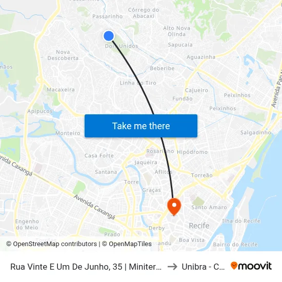 Rua Vinte E Um De Junho, 35 | Miniterminal De Alto Do Capitão to Unibra - Campus II map