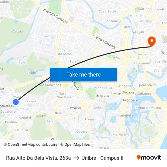 Rua Alto Da Bela Vista, 263a to Unibra - Campus II map