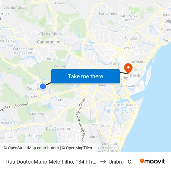 Rua Doutor Mario Melo Filho, 134 | Transp. Complementar to Unibra - Campus II map
