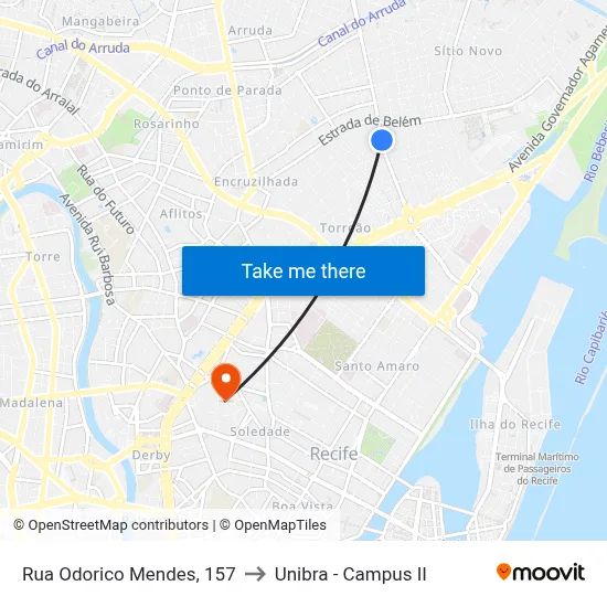 Rua Odorico Mendes, 157 to Unibra - Campus II map