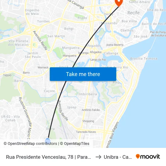 Rua Presidente Venceslau, 78 | Parada Complementar to Unibra - Campus II map