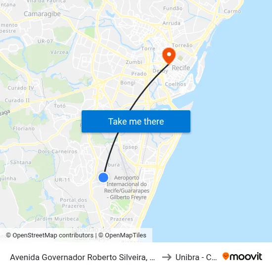 Avenida Governador Roberto Silveira, 5 | Parada Complementar to Unibra - Campus II map