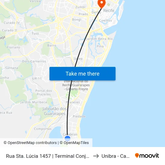 Rua Sta. Lúcia 1457 | Terminal Conjunto Catamarã to Unibra - Campus II map