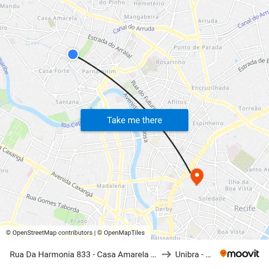 Rua Da Harmonia 833 - Casa Amarela Recife - Pe 52051-390 Brasil to Unibra - Campus II map