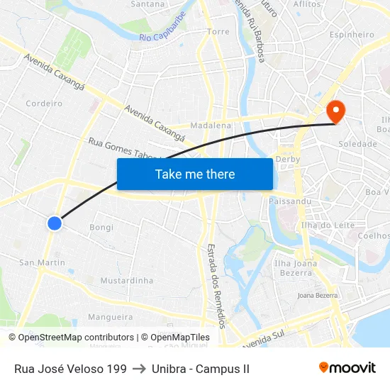 Rua José Veloso 199 to Unibra - Campus II map