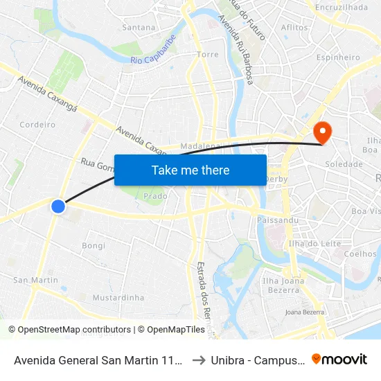 Avenida General San Martin 1199 to Unibra - Campus II map