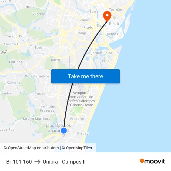 Br-101 160 to Unibra - Campus II map