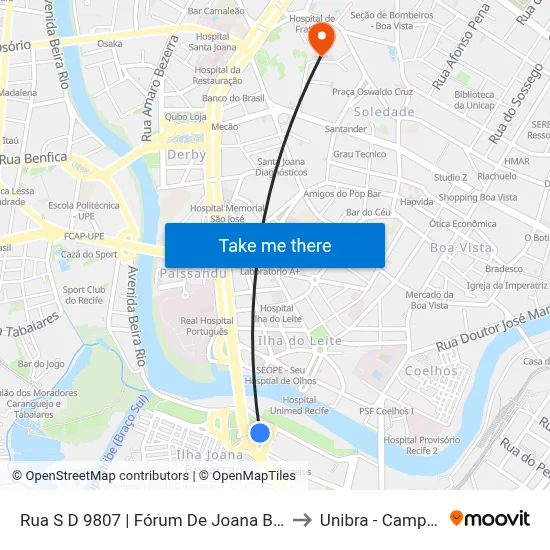 Rua S D 9807 | Fórum De Joana Bezerra to Unibra - Campus II map