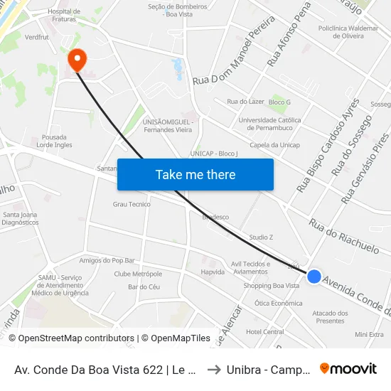 Av. Conde Da Boa Vista 622 | Le Biscuit to Unibra - Campus II map