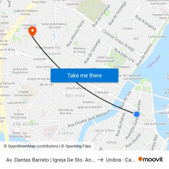Av. Dantas Barreto | Igreja De Sto. Antônio - Pista Oeste to Unibra - Campus II map