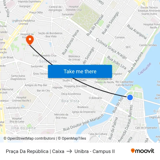 Praça Da República | Caixa to Unibra - Campus II map