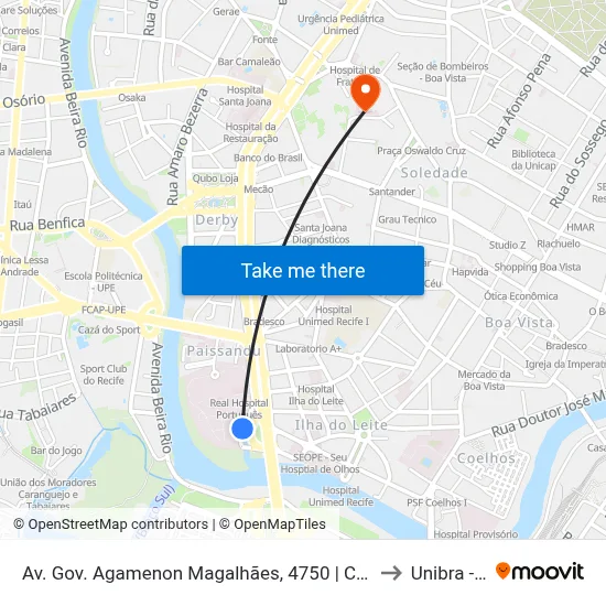 Av. Gov. Agamenon Magalhães, 4750 | Centro De Saúde Mara Fernanda - Pista Local to Unibra - Campus II map