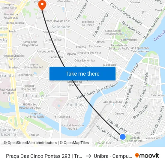 Praça Das Cinco Pontas 293 | Tre-Pe to Unibra - Campus II map