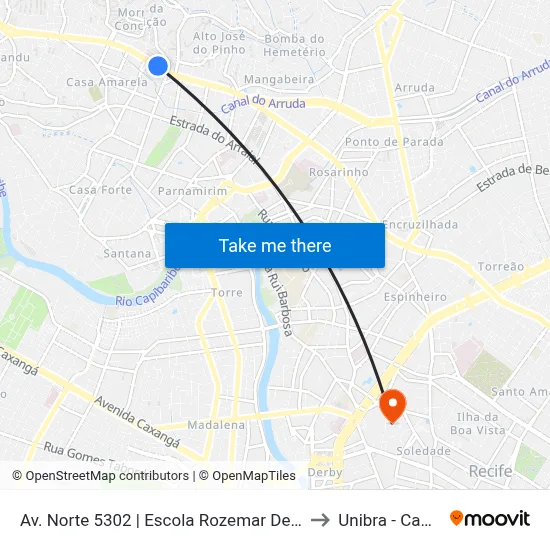 Av. Norte 5302 | Escola Rozemar De Macedo Lima to Unibra - Campus II map