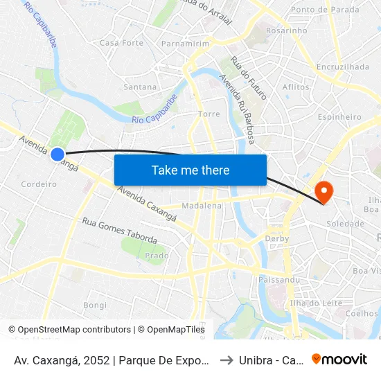 Av. Caxangá, 2052 | Parque De Exposições Do Cordeiro to Unibra - Campus II map