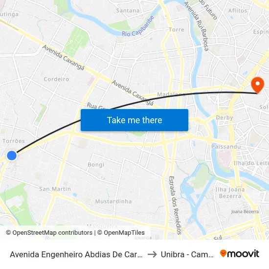 Avenida Engenheiro Abdias De Carvalho 338 to Unibra - Campus II map