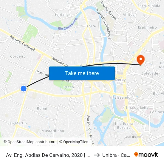 Av. Eng. Abdias De Carvalho, 2820 | Compaz Cordeiro to Unibra - Campus II map