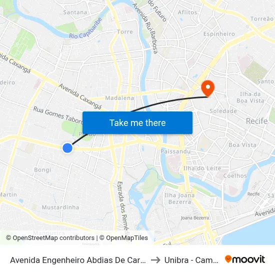 Avenida Engenheiro Abdias De Carvalho 615 to Unibra - Campus II map