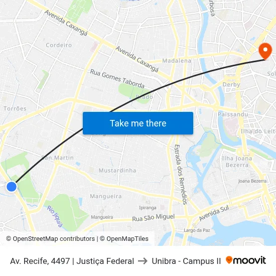 Av. Recife, 4497 | Justiça Federal to Unibra - Campus II map