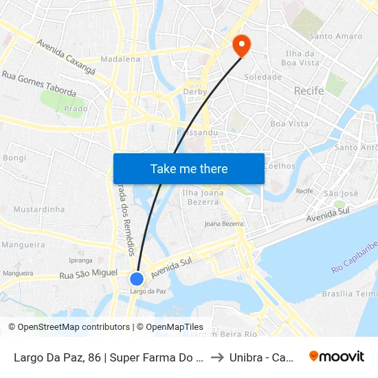 Largo Da Paz, 86 | Super Farma Do Trabalhador to Unibra - Campus II map