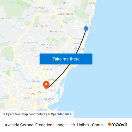 Avenida Coronel Frederico Lundgren 599 to Unibra - Campus II map