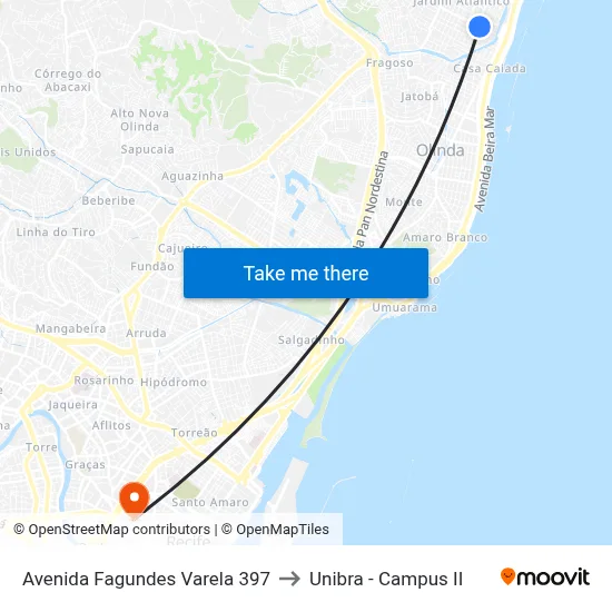 Avenida Fagundes Varela 397 to Unibra - Campus II map