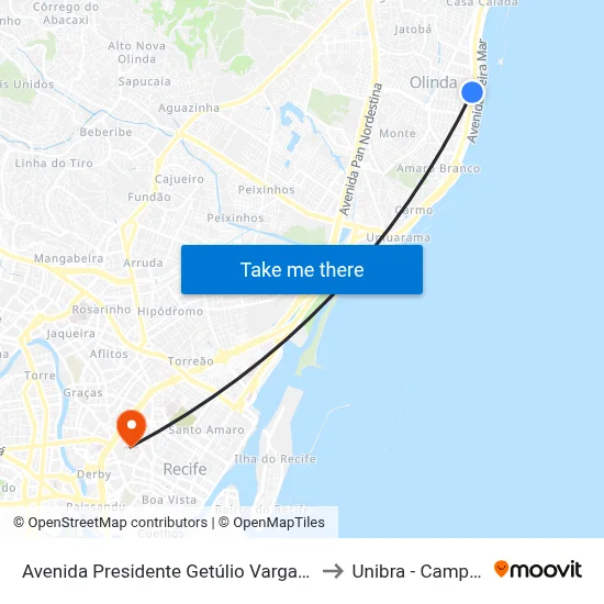 Avenida Presidente Getúlio Vargas 1465 to Unibra - Campus II map