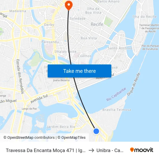Travessa Da Encanta Moça 471 | Igreja Do Pina to Unibra - Campus II map