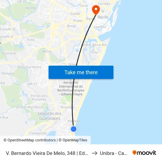 V. Bernardo Vieira De Melo, 348 | Edf. Pires Ferreira to Unibra - Campus II map