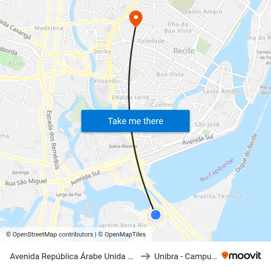 Avenida República Árabe Unida 1103 to Unibra - Campus II map