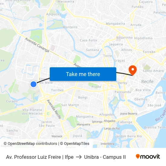 Av. Professor Luiz Freire | Ifpe to Unibra - Campus II map