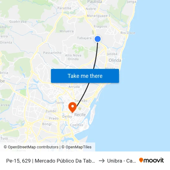 Pe-15, 629 | Mercado Público Da Tabajara - Pista Central to Unibra - Campus II map