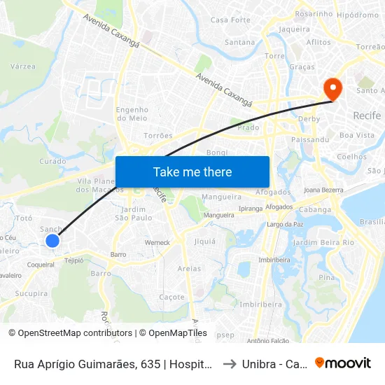 Rua Aprígio Guimarães, 635 | Hospital Otávio De Freitas to Unibra - Campus II map