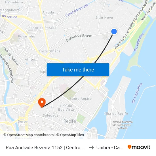 Rua Andrade Bezerra 1152 | Centro De Convenções to Unibra - Campus II map