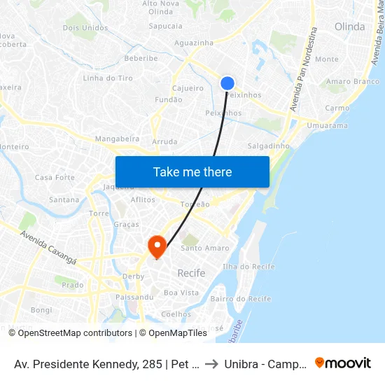 Av. Presidente Kennedy, 285 | Pet Planet to Unibra - Campus II map