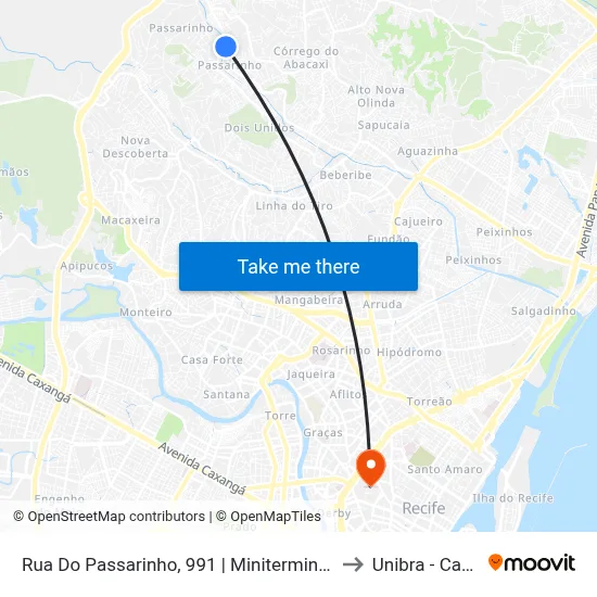 Rua Do Passarinho, 991 | Miniterminal Do Passarinho to Unibra - Campus II map