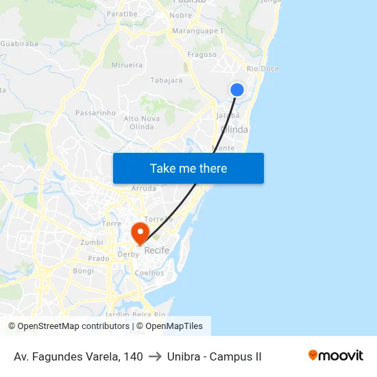 Av. Fagundes Varela, 140 to Unibra - Campus II map