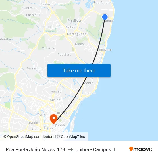 Rua Poeta João Neves, 173 to Unibra - Campus II map