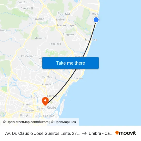 Av. Dr. Cláudio José Gueiros Leite, 277 | Armazém Coral to Unibra - Campus II map