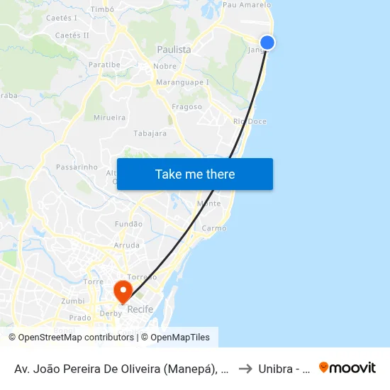 Av. João Pereira De Oliveira (Manepá), 252 | Santa Joana Colégio E Curso to Unibra - Campus II map