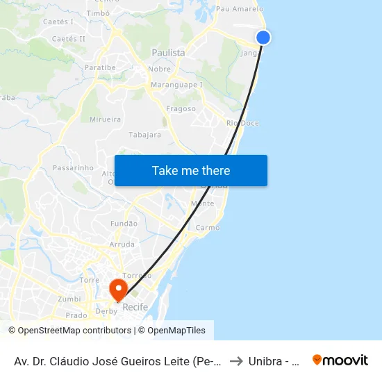 Av. Dr. Cláudio José Gueiros Leite (Pe-001), 940 | Correios (Janga) to Unibra - Campus II map