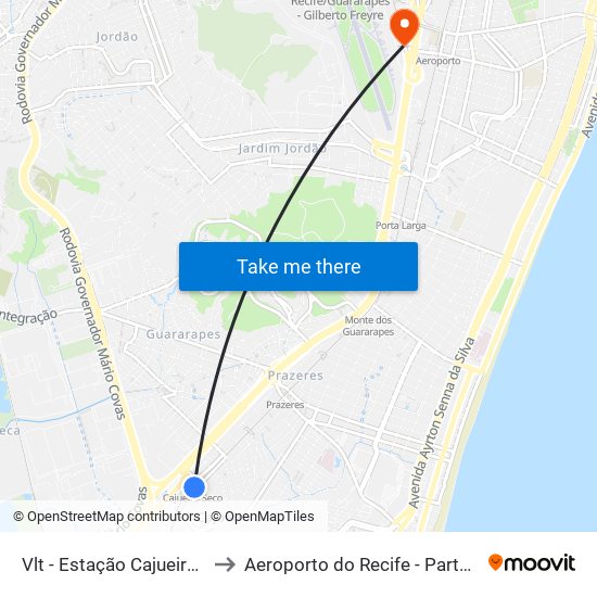 Vlt - Estação Cajueiro Seco to Aeroporto do Recife - Parte Antiga map