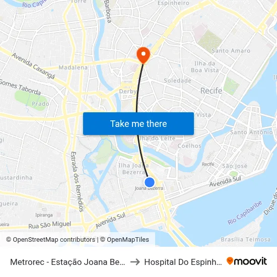 Estação Joana Bezerra - Metrorec to Hospital Do Espinheiro map