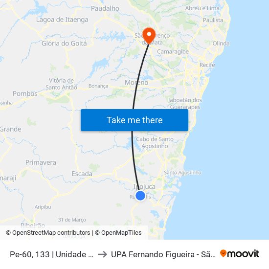 Pe-60, 133 | Unidade De Saúde to UPA Fernando Figueira - São Lourenço map