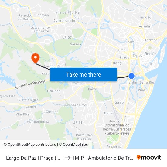 Largo Da Paz | Praça (Parada 1) to IMIP - Ambulatório De Transplante map