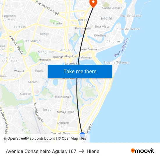Avenida Conselheiro Aguiar, 167 to Hiene map