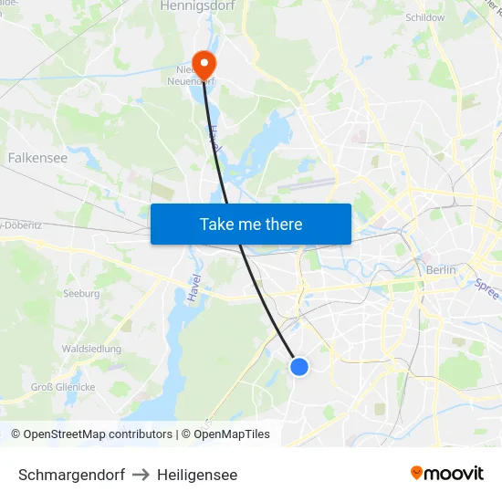 Schmargendorf to Heiligensee map